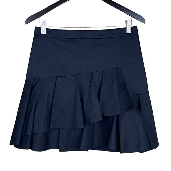 Rebecca Taylor Tiered Ruffle Flounce Mini Skirt Solid Black Size 8 - Picture 1 of 9